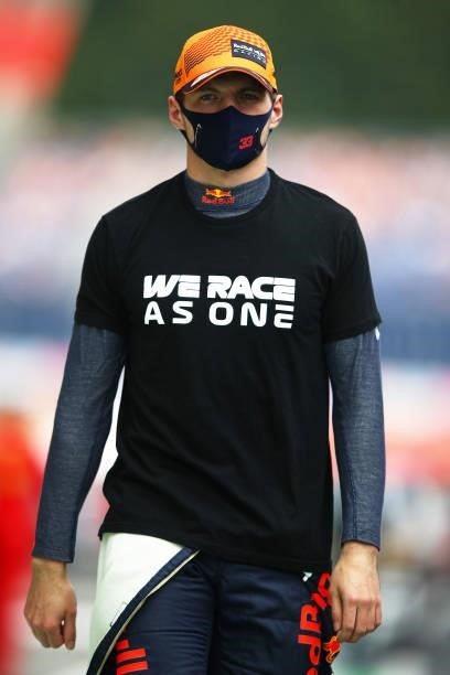 Max Verstappen of Netherlands and Red Bull Racing walks to the grid before the F1 Grand Prix of Austria at Red Bull Ring on July 04, 2021 in...
