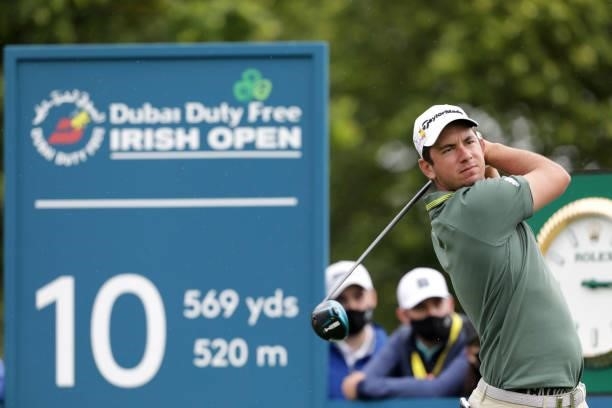 Lucas Herbert from Australia tees off on the 10th hole during Day Four of The Dubai Duty Free Irish Open at Mount Juliet Golf Club on July 04, 2021...