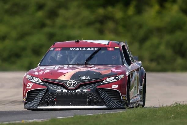 Bubba Wallace, driver of the Dr. Pepper Toyota, drives during qualifying for the NASCAR Cup Series Jockey Made in America 250 Presented by Kwik Trip...
