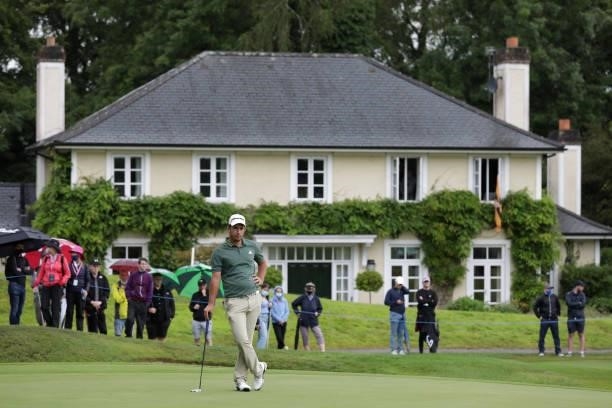 Lucas Herbert from Australia on the 17th green during Day Four of The Dubai Duty Free Irish Open at Mount Juliet Golf Club on July 04, 2021 in...