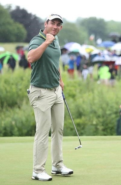 Lucas Herbert of Australia celebrates winning the Dubai Duty Free Irish Open at Mount Juliet Golf Club on July 04, 2021 in Thomastown, Ireland.