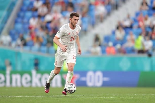 Aymeric Laporte of Spain controls the ball during the UEFA Euro 2020 Championship Quarter-final match between Switzerland and Spain at Saint...
