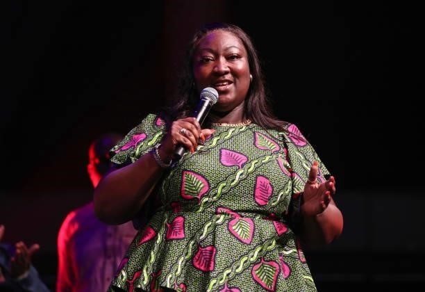 Lady Phyll on stage during UK Black Pride at The Roundhouse on July 04, 2021 in London, England. UK Black Pride is Europe's largest celebration for...