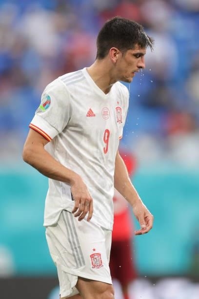 Gerard Moreno of Spain reacts during the UEFA Euro 2020 Championship Quarter-final match between Switzerland and Spain at Saint Petersburg Stadium on...