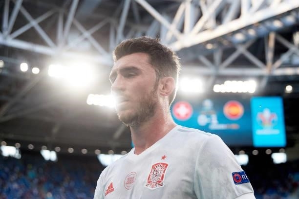 Aymeric Laporte of Spain in action during the UEFA Euro 2020 Championship Quarter-final match between Switzerland and Spain at Saint Petersburg...