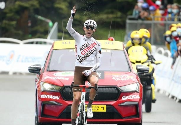 Ben O'Connor of Australia and AG2R Citroen Team celebrates winning stage 9 of the 108th Tour de France 2021, a stage of 145 km between Cluses and...