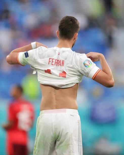 Ferran Torres of Spain reacts during the UEFA Euro 2020 Championship Quarter-final match between Switzerland and Spain at Saint Petersburg Stadium on...