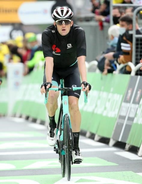 Luke Durbridge of Australia and Team BikeExchange crosses the finish line during stage 8 of the 108th Tour de France 2021, a stage of 151 km between...