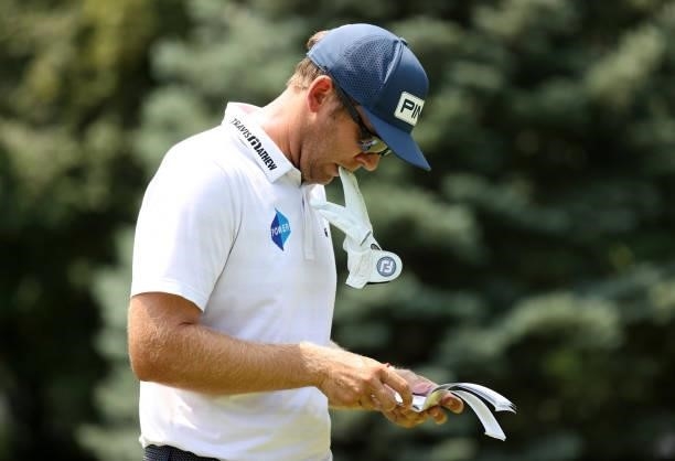 Seamus Power of Ireland prepares to tee off on the fourth tee during the final round of the Rocket Mortgage Classic on July 04, 2021 at the Detroit...