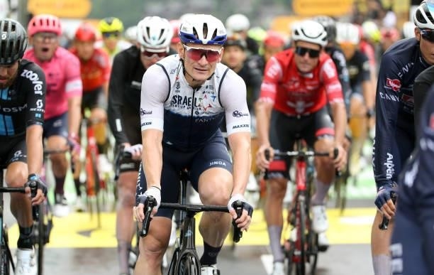 Andre Greipel of Germany and Israel Start-Up Nation crosses the finish line during stage 8 of the 108th Tour de France 2021, a stage of 151 km...