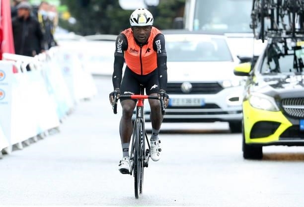 Nicholas Dlamini of South Africa and Team Qhubeka-Nexthash crosses the finish line - after the deadline, 1h24mn after the winner - of stage 9 of the...