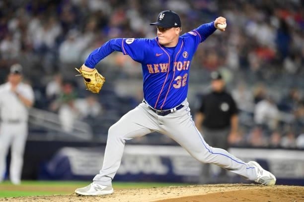 Aaron Loup of the New York Mets delivers the pitch against the New York Yankees during game two of a doubleheader at Yankee Stadium on July 04, 2021...