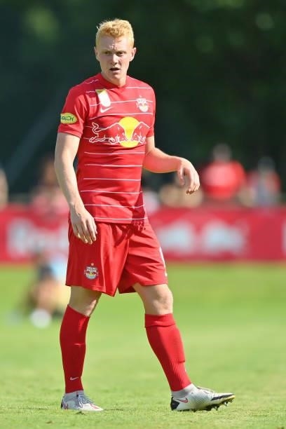 Nicolas Seiwald of FC Red Bull Salzburg looks on during the Pre-Season Friendly match between FC Red Bull Salzburg and AS Monaco at Maximarkt...
