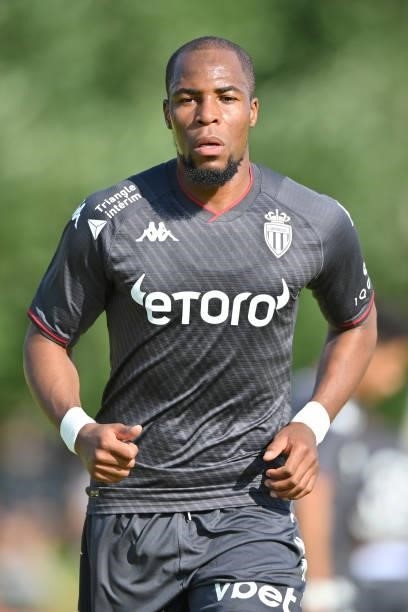 Djibril Sidibe of AS Monaco looks on during the Pre-Season Friendly match between FC Red Bull Salzburg and AS Monaco at Maximarkt Sportpark on July...