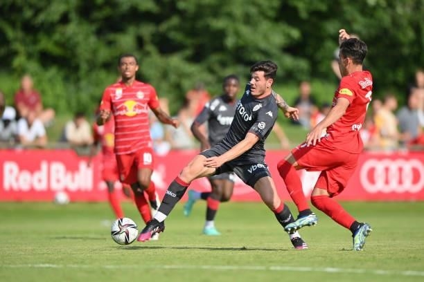 Giulian Biancone of AS Monaco plays the ball during the Pre-Season Friendly match between FC Red Bull Salzburg and AS Monaco at Maximarkt Sportpark...