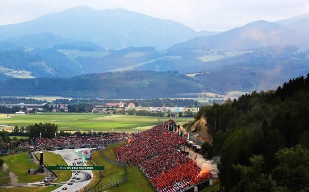 General view of the race action during the F1 Grand Prix of Austria at Red Bull Ring on July 04, 2021 in Spielberg, Austria.