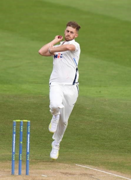 Ben Coad of Yorkshire bowls during the LV= Insurance County Championship match between Northamptonshire and Yorkshire at The County Ground on July...