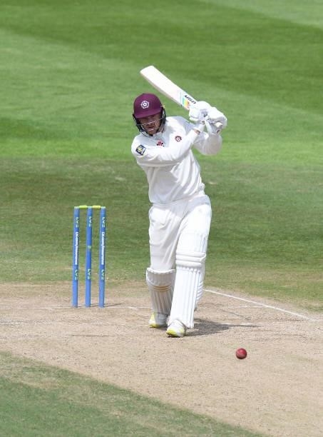 Tom Taylor of Northamptonshire bats during the LV= Insurance County Championship match between Northamptonshire and Yorkshire at The County Ground on...