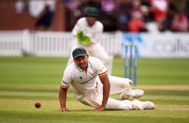 Ben Mike of Leicestershire looks on as the ball goes past them during Day Two of the LV= Insurance County Championship match between Somerset and...