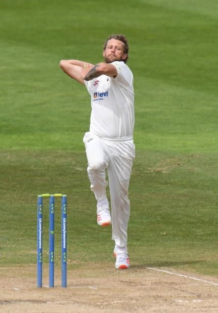Gareth Berg of Northamptonshire bowls during the LV= Insurance County Championship match between Northamptonshire and Yorkshire at The County Ground...