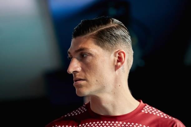 Steven Zuber of Switzerland reacts at the dressing room tunnel before the UEFA Euro 2020 Championship Quarter-final match between Switzerland and...