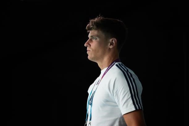 Marcos Llorente of Spain walks along the dressing room tunnel at Gazprom Arena stadium before the UEFA Euro 2020 Championship Quarter-final match...