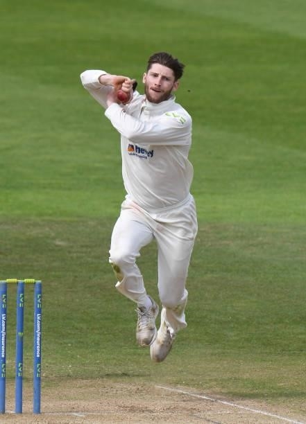 Rob Keogh of Northamptonshire bowls during the LV= Insurance County Championship match between Northamptonshire and Yorkshire at The County Ground on...