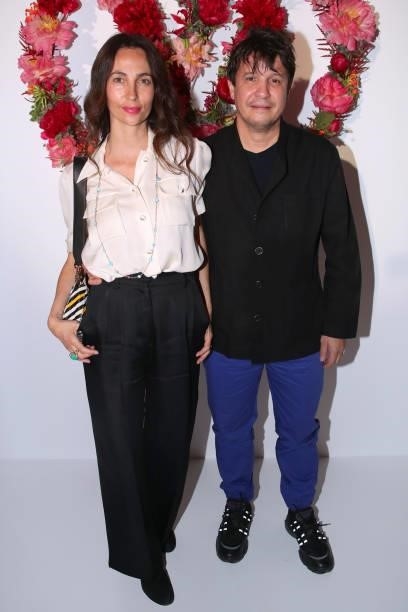 Artist Adel Abdessemed and his wife Julia Abdessemed attend Louis Vuitton Parfum hosts dinner at Fondation Louis Vuitton on July 05, 2021 in Paris,...