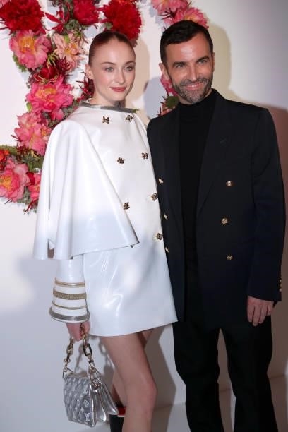 Sophie Turner and Nicolas Ghesquiere attend Louis Vuitton Parfum hosts dinner at Fondation Louis Vuitton on July 05, 2021 in Paris, France.