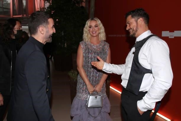 Nicolas Ghesquiere, Katy Perry and Orlando Bloom attend Louis Vuitton Parfum hosts dinner at Fondation Louis Vuitton on July 05, 2021 in Paris,...