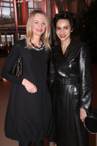 Louis Vuitton's executive vice president Delphine Arnault and Farida Khelfa attend Louis Vuitton Parfum hosts dinner at Fondation Louis Vuitton on...