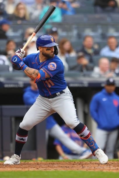 Kevin Pillar of the New York Mets in action against the New York Yankees during a game at Yankee Stadium on July 3, 2021 in New York City. The Mets...