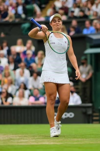 Ashleigh Barty of Australia after missing a shot against Ajla Tomljanovic of Australia in the quarter finals of the ladies singles during Day Eight...