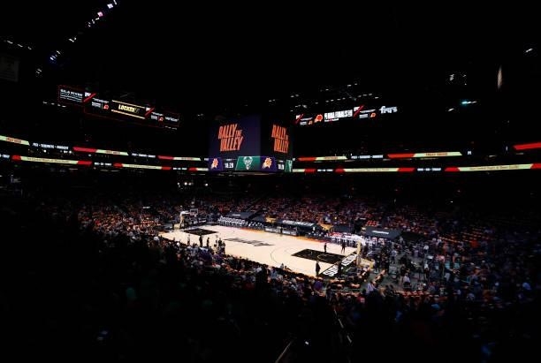 General view before Game One of the NBA Finals between the Milwaukee Bucks and the Phoenix Suns at Phoenix Suns Arena on July 06, 2021 in Phoenix,...