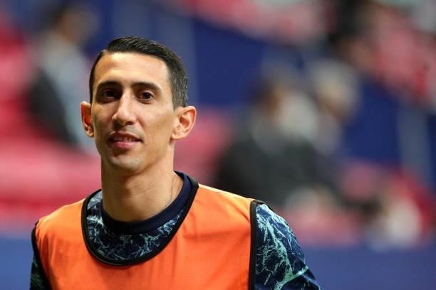 Angel Di Maria of Argentina before semi-final match of Copa America Brazil 2021 between Argentina and Colombia at Mane Garrincha Stadium on July 06,...