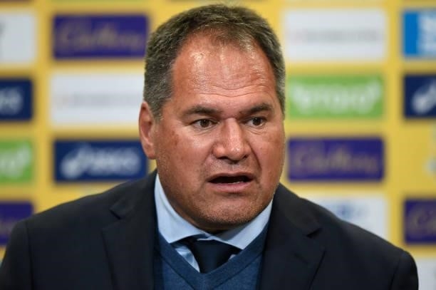 Coach Dave Rennie of the Wallabies speaks during a press conference after the international Test match between the Australia Wallabies and France at...