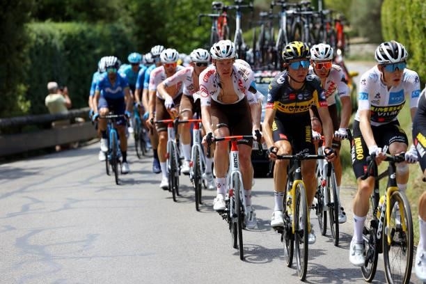 Dorian Godon of France and AG2R Citroën Team & Sepp Kuss of The United States and Team Jumbo-Visma during the 108th Tour de France 2021, Stage 11 a...