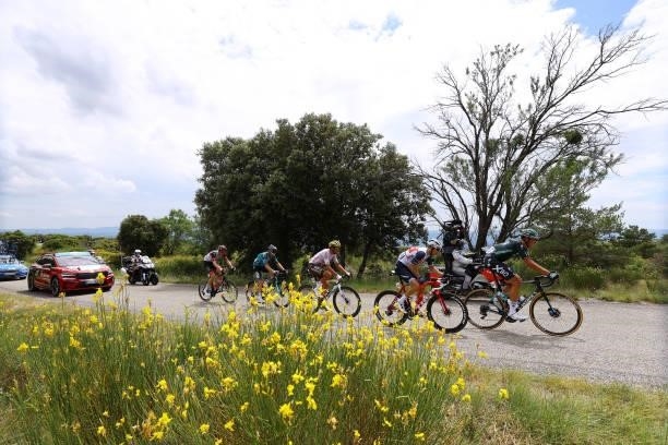 Vegard Stake Laengen of Norway and UAE-Team Emirates, Quentin Pacher of France and Team B&B Hotels p/b KTM, Greg Van Avermaet of Belgium and AG2R...