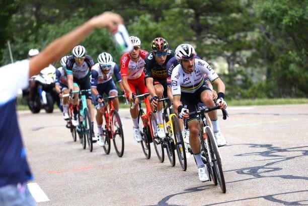 Julian Alaphilippe of France and Team Deceuninck - Quick-Step in breakaway during the 108th Tour de France 2021, Stage 11 a 198,9km km stage from...