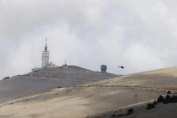 The peloton passing through Mont Ventoux mountain landscape during the 108th Tour de France 2021, Stage 11 a 198,9km km stage from Sorgues to...