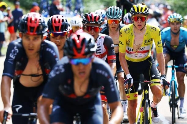 Tadej Pogačar of Slovenia and UAE-Team Emirates yellow leader jersey during the 108th Tour de France 2021, Stage 11 a 198,9km km stage from Sorgues...