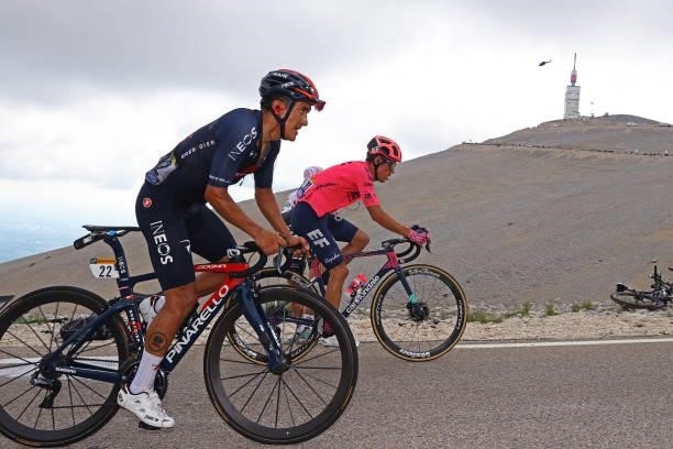 Richard Carapaz of Ecuador and Team INEOS Grenadiers & Rigoberto Urán of Colombia and Team EF Education - Nippo during the 108th Tour de France 2021,...