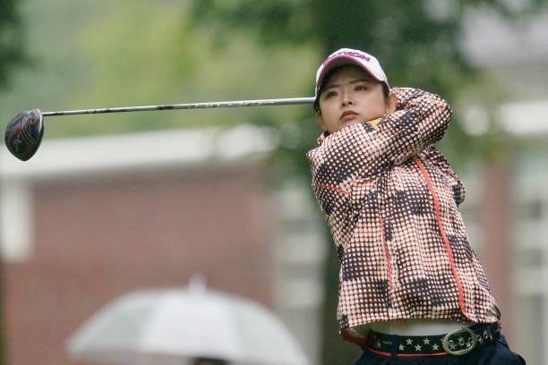 Miyu Yamato of Japan hits her tee shot on the 10th hole during the first round of the Nipponham Ladies Classic at Katsura Golf Club on July 08, 2021...