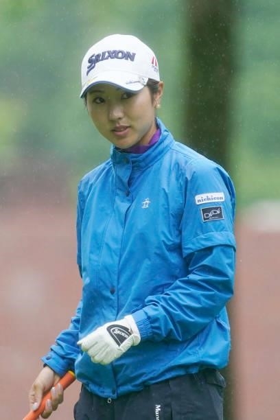 Hiromu Ono of Japan looks on during the first round of the Nipponham Ladies Classic at Katsura Golf Club on July 08, 2021 in Tomakomai, Hokkaido,...