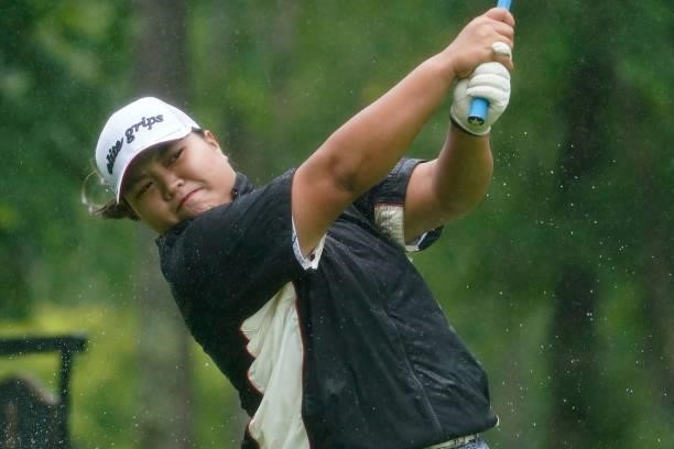 Rena Ishikawa of Japan hits her tee shot on the 1st hole during the first round of the Nipponham Ladies Classic at Katsura Golf Club on July 08, 2021...