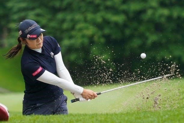 Saiki Fujita of Japan hits from a bunker on the 17th hole during the first round of the Nipponham Ladies Classic at Katsura Golf Club on July 08,...