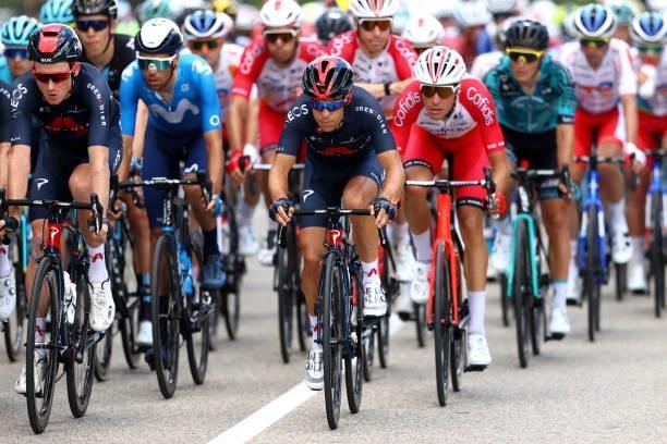 Tao Geoghegan Hart of The United Kingdom, Richie Porte of Australia and Team INEOS Grenadiers during the 108th Tour de France 2021, Stage 12 a...