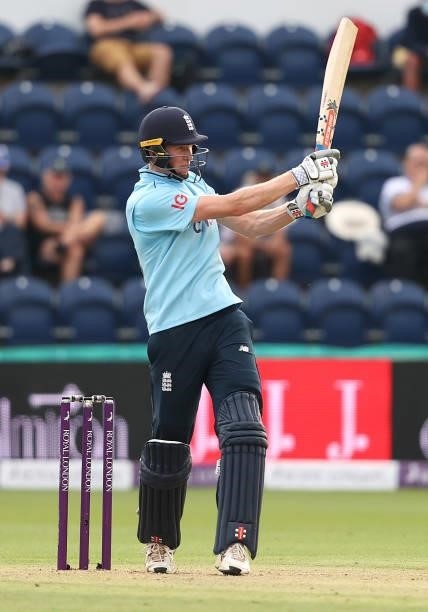 Zak Crawley of England bats during the 1st One Day International between England and Pakistan at Sophia Gardens on July 08, 2021 in Cardiff, Wales.