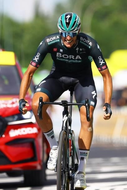 Nils Politt of Germany and Team BORA - Hansgrohe stage winner celebrates at arrival during the 108th Tour de France 2021, Stage 12 a 159,4km stage...