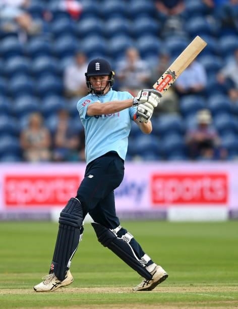 Zak Crawley of England bats during the 1st Royal London Series One Day International match between England and Pakistan at Sophia Gardens on July 08,...